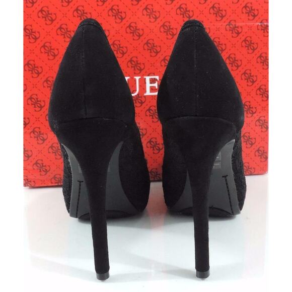 Guess Hotspot Platform Dress Pumps Heels Black Multi Fabric Size 10 - Picture 7 of 9